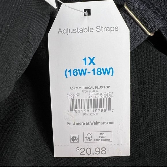 NEW 1X TIME AND TRU BLACK STRETCH SWIM TOP LINED WIREFREE BOHO BEAD ACCENT - Picture 9 of 9